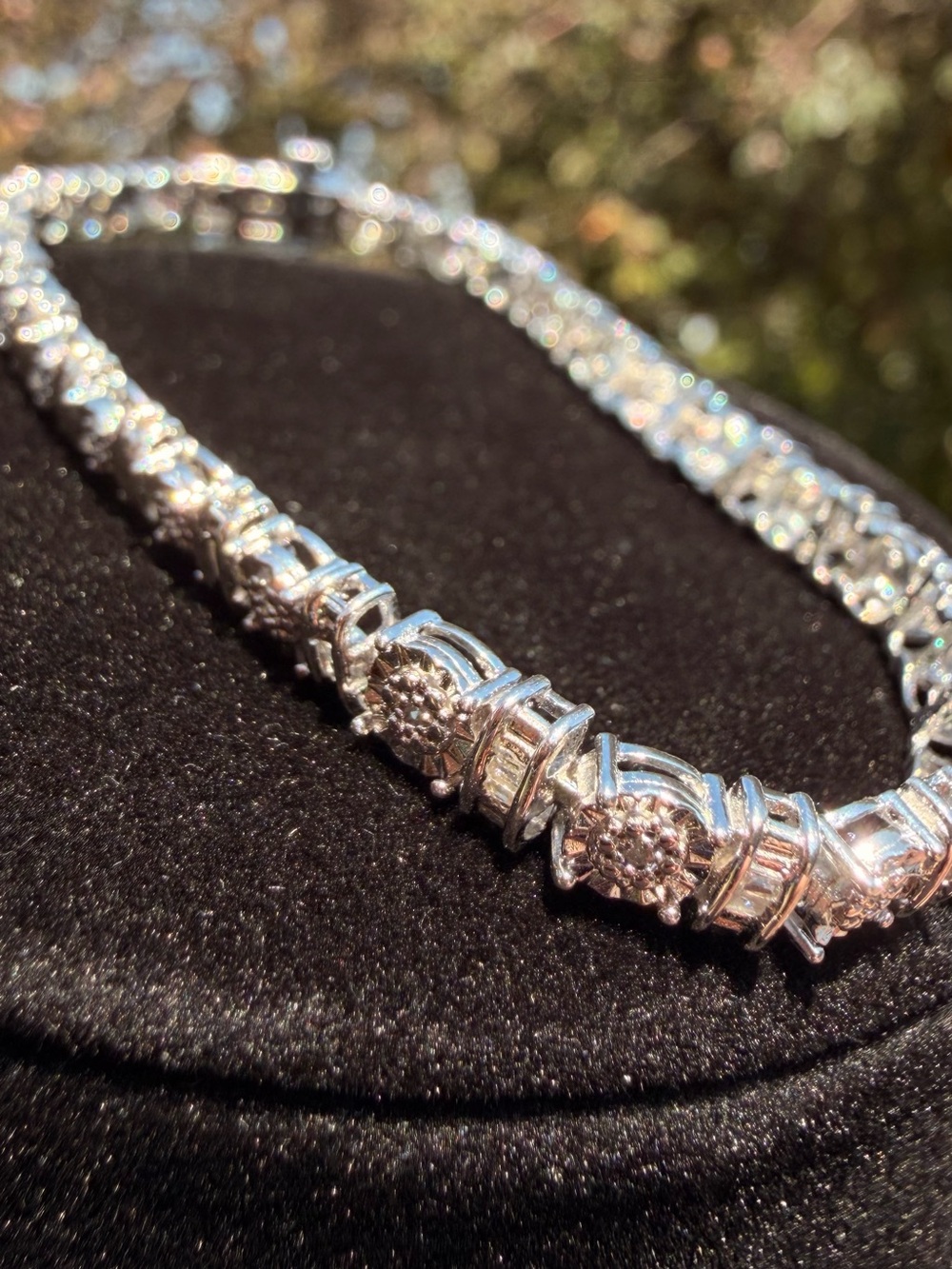 7” Fancy 14K White Gold Over Sterling Silver 0.25 CTW Diamond Tennis Bracelet - Picture 7 of 12